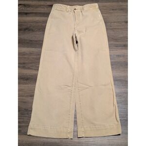 GAP High Rise Wide Leg Crop Pants Khaki‎ Tan Size 12 Tall